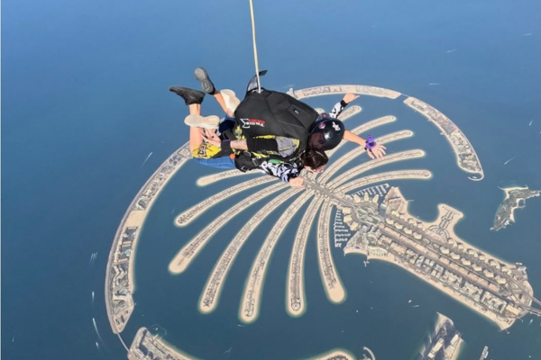 Skydiving over palm jumeirah